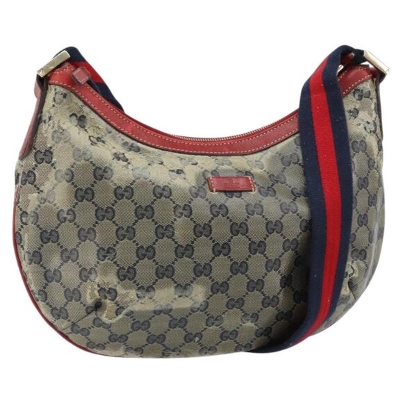 GUCCI Handbags - Authentic GUCCI GG Crystal Shoulder Bag Coated Canvas Navy Gold 181092